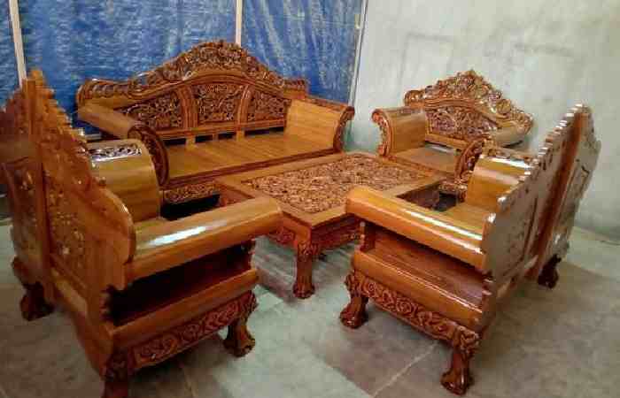 New Model Teak Wood Sofa Set (4)