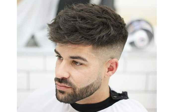 Short Textured Fringe With Low Taper Fade (4)